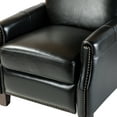 thumbnail image 6 of 14 Karat Home Genuine Leather Recliner Cigar Chair Modern Retro Armchair Birch Wood Legs Nail Head Trim Bedroom Set of 2 Black, 6 of 10