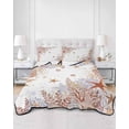 thumbnail image 2 of Quilts Twin-XL Size Bedding Set, Orange Coastal Lightweight Quilted Comforter, Beach Nautical Coral Starfish Summer Soft Reversible Bedspread Coverlet with Pillow Covers for All Season, 68" x 98", 2 of 7