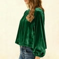 thumbnail image 7 of Guluxicc Womens Crewneck Long Sleeve Tops Casual Ruffle Cropped Shirt Solid Color Loose Fit Shirts, Green, L, 7 of 7