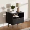 thumbnail image 2 of Nightstand with Drawer, Bed Side Table with Storage, End Table with Open Space for Bedroom, Modern Nightstand with Golden Handle, Side Night Stand for Bedroom, Living Room, Black, 2 of 9