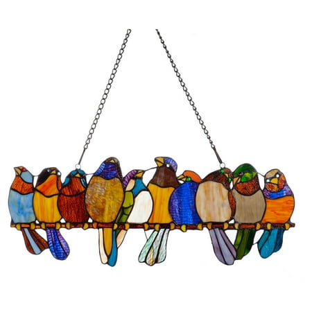 River of Goods Stained Glass Birds on a Wire Window Panel