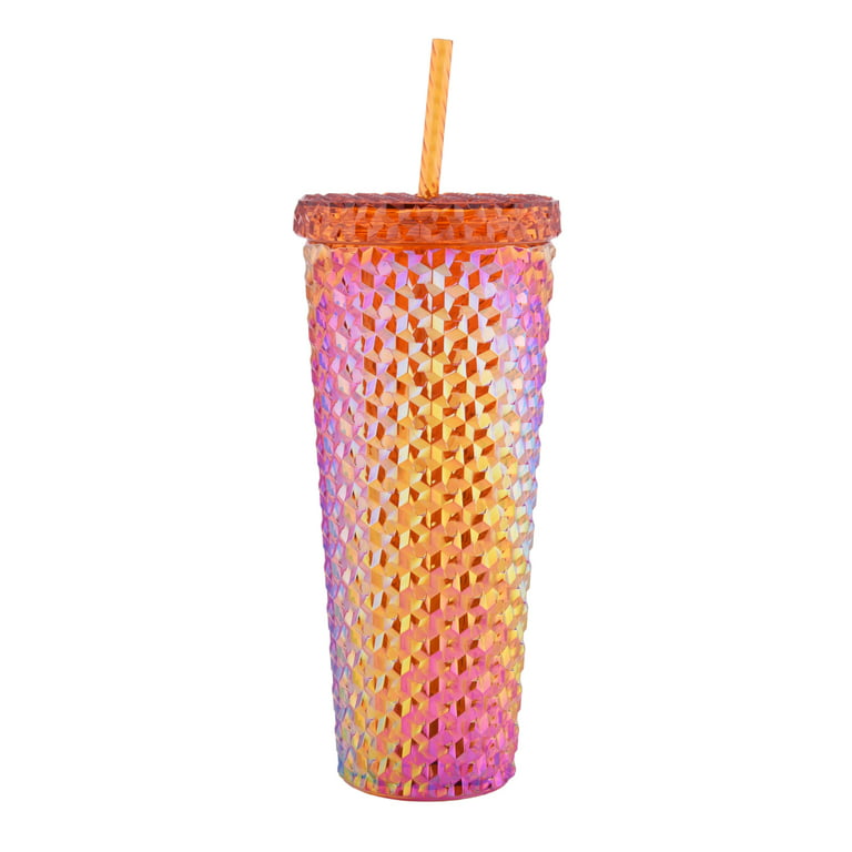 Mainstays 26-Ounce Plastic Tumbler with Straw, Multi Color 