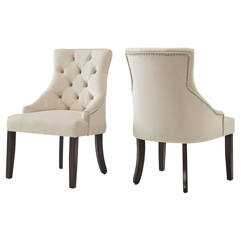 KACEY Straight Back Style LUCKY Upholstered Fabric Dining Chair with Spring  Seating, Espresso legs (Set of 2) - Bed Bath & Beyond - 16150856