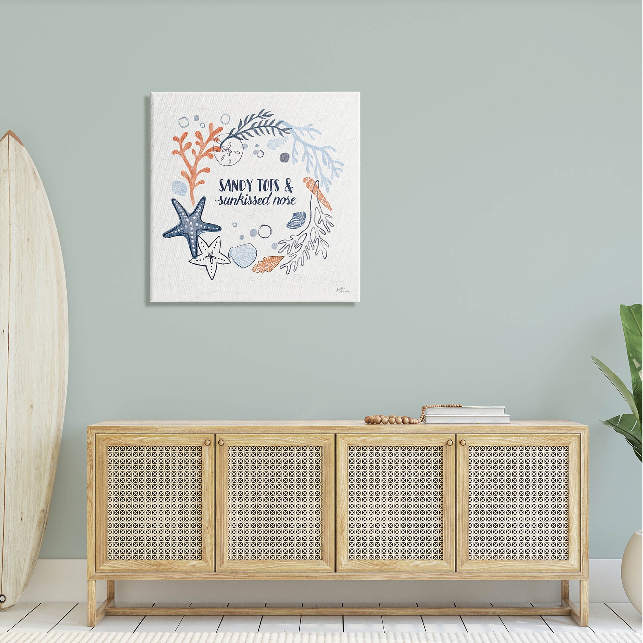 Stupell Industries Sandy Toes Sunkissed Nose Phrase Graphic Art Gallery Wrapped Canvas Print Wall Art, Design by Janelle Penner