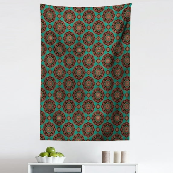 Oriental Tapestry, Pattern with Floral Mandala Motifs Eastern Traditional Colorful Ornament, Fabric Wall Hanging Decor for Bedroom Living Room Dorm, 5 Sizes, Multicolor, by Ambesonne