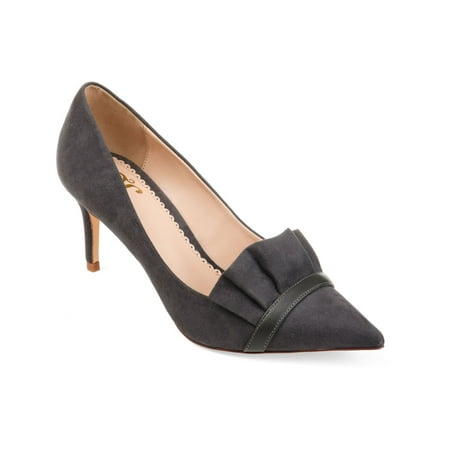 

JOURNEE COLLECTION Womens Gray Ruffled Marek Pointed Toe Stiletto Slip On Dress Pumps 8