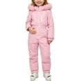 thumbnail image 2 of Gamivast One Piece Snowsuit for Kids Girls Faux Plush Fleece Hooded Ski Suit Full Zip Winter Faux Down Jumpsuit Waterproof Warm Outdoor Rompers Pink 3-4 Years, 2 of 6