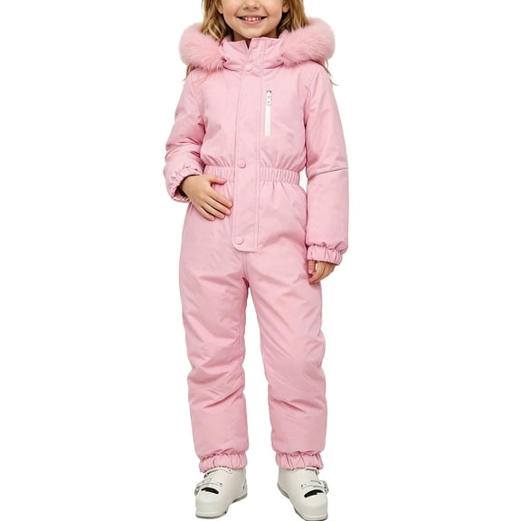 OGLCCG Snow Suit for Toddler Girls One Piece Snowsuit Waterproof Windproof Winter Outdoor Overalls Snowboarding Ski Suits Size 1-8