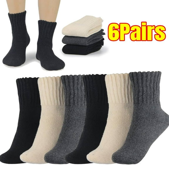 6 Pairs  Boot Socks for Women Winter Solid Thick Warm Socks Cozy Crew Socks Christmas Gift