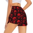 thumbnail image 4 of Picia Red Skulls Pattern Women's 2 in 1 Athletic Running Shorts High Waisted Workout Casual Gym Sweat Shorts with Comfy Liner Zipper Pockets-XX-Large, 4 of 9