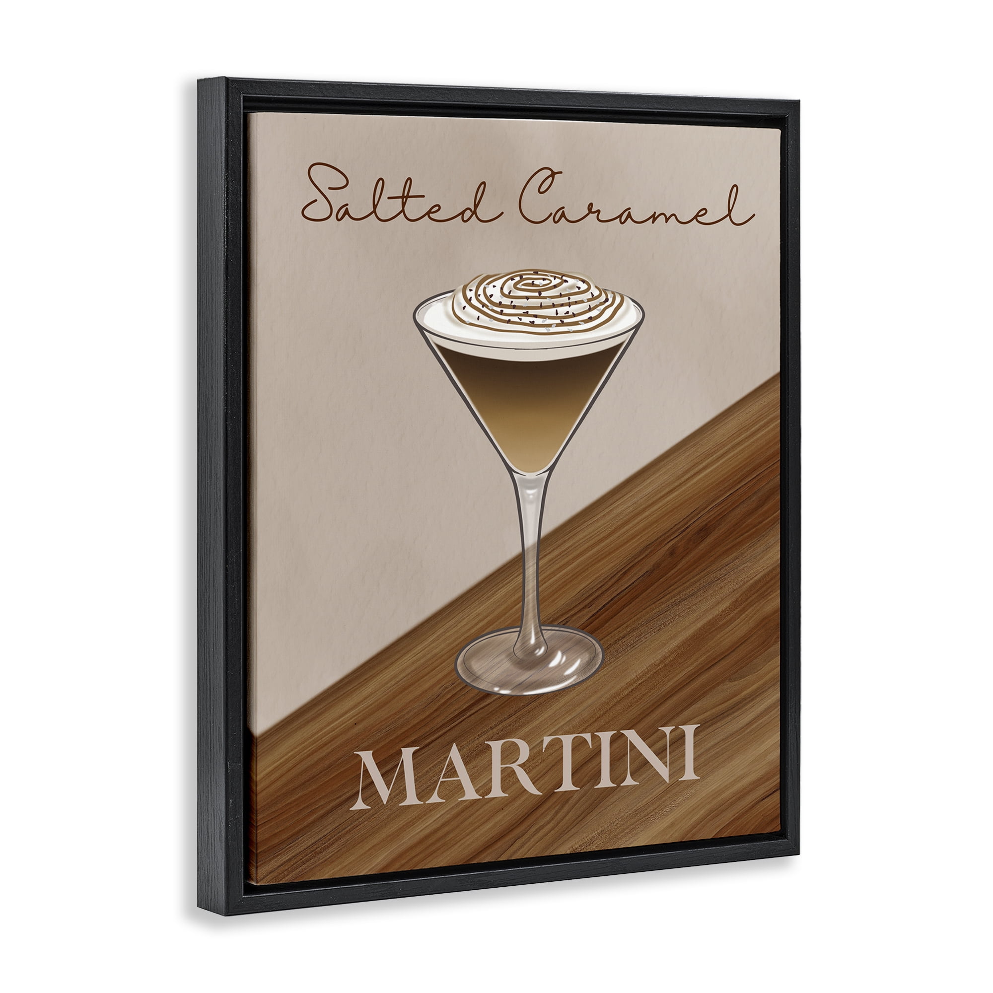 Stupell Industries Salted Caramel Martini Black Framed Floater Canvas Wall Art, design by Marcus Prime