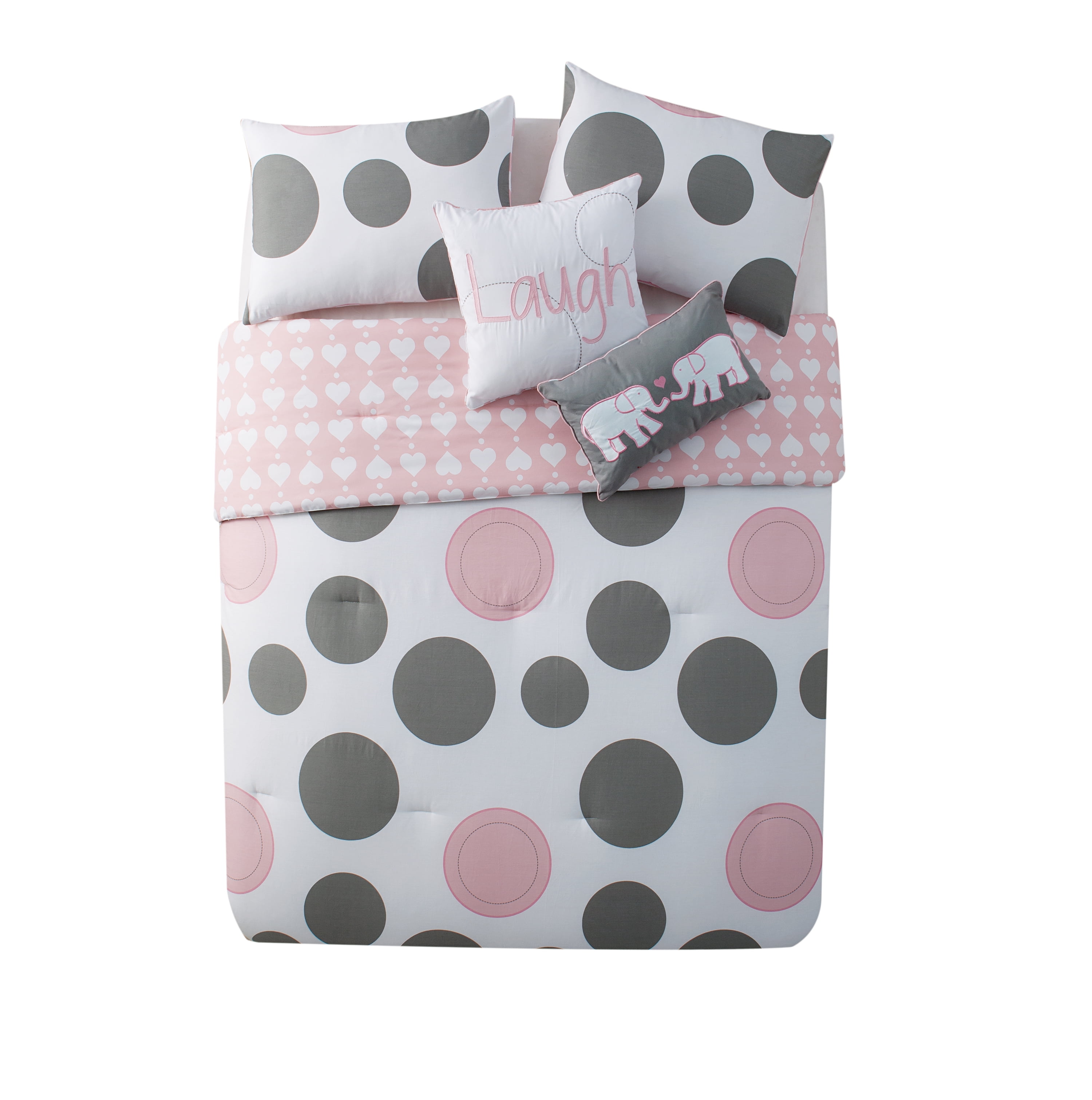 Vcny Home Pink Parade Polka Dot Reversible Kids Bedding Comforter