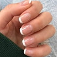 thumbnail image 1 of White Nude Square Fake Nails Glossy Full Cover False Nails for Women and Girls 24Pcs (A-French), 1 of 5