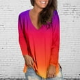 thumbnail image 2 of ZMHEGW Womens T Shirts Loose V Neck Gradient Printed Long Sleeve Printed T-Shirts For Women Top, 2 of 4