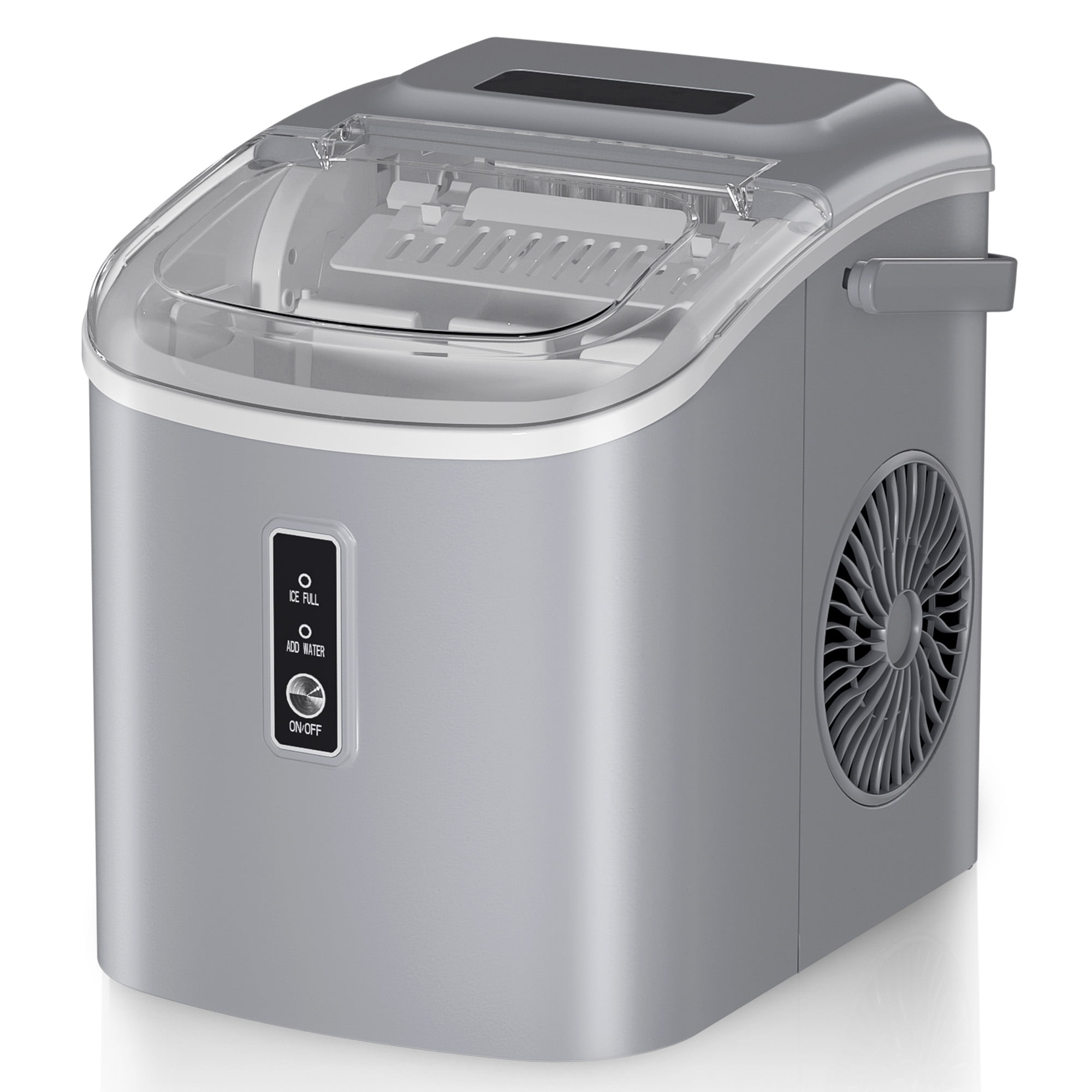 Simzlife Countertop Ice Maker with Handle,Portable Ice Machine with Basket and Scoop, 9 Bullet Ice In 6 Mins, 26Lbs/24H, Self-Cleaning
