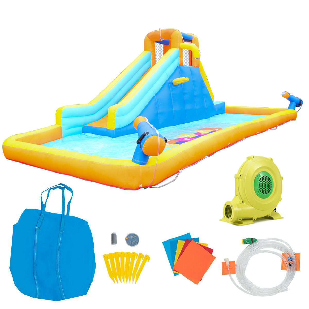 YouYeap Inflatable Water Slide Park Kids Splash Pool Bounce House with 450W Blower - image 3 of 12