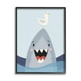 thumbnail image 2 of Stupell Industries Quirky Smiling Shark Seagull Nautical Ocean Waves Graphic Art Black Framed Art Print Wall Art, 24x30, by Kyra Brown, 2 of 5