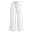 thumbnail image 3 of cocolona Womens Summer Casual Wide Leg Pants Elastic Waist Drawstring Straight Vacation Lounge Pants with Pockets, 3 of 5