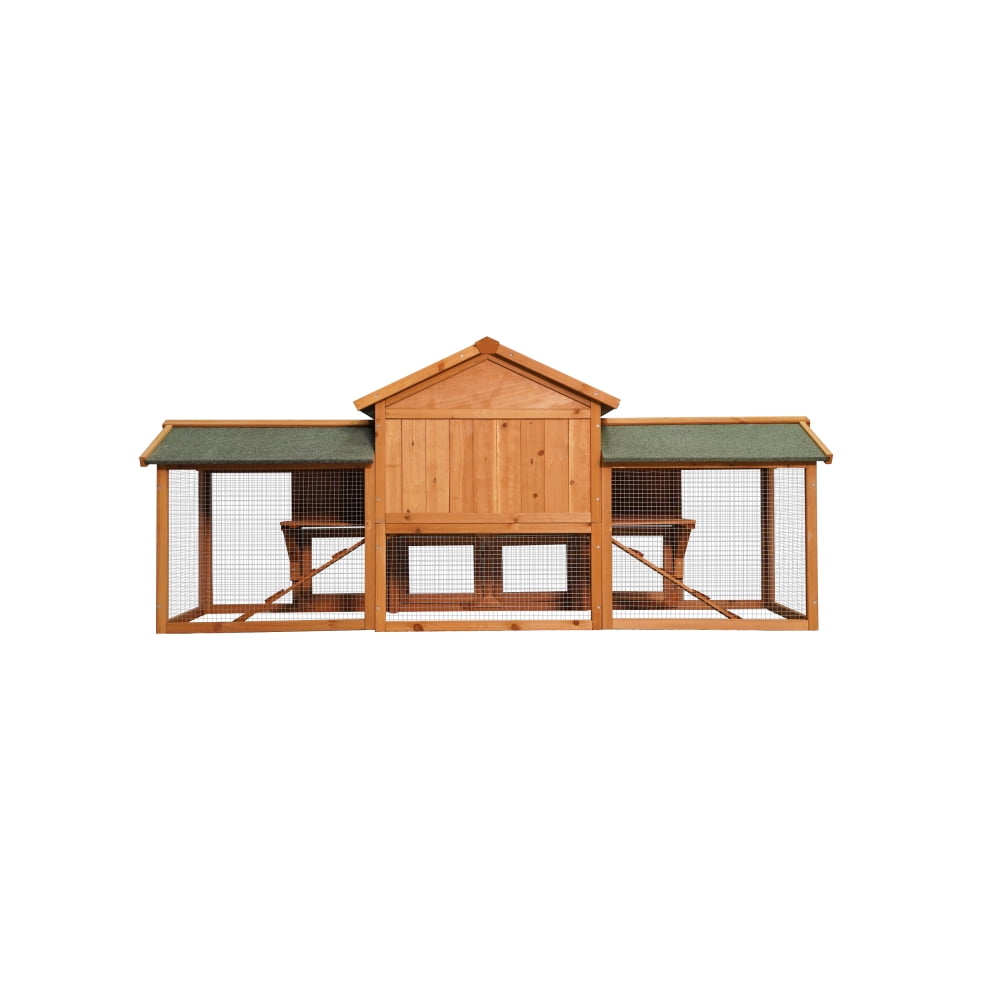79.5" Extra Large Bunny Cage with 2 Runs, Waterproof Roof, Removable Tray, Small Animal Habitat