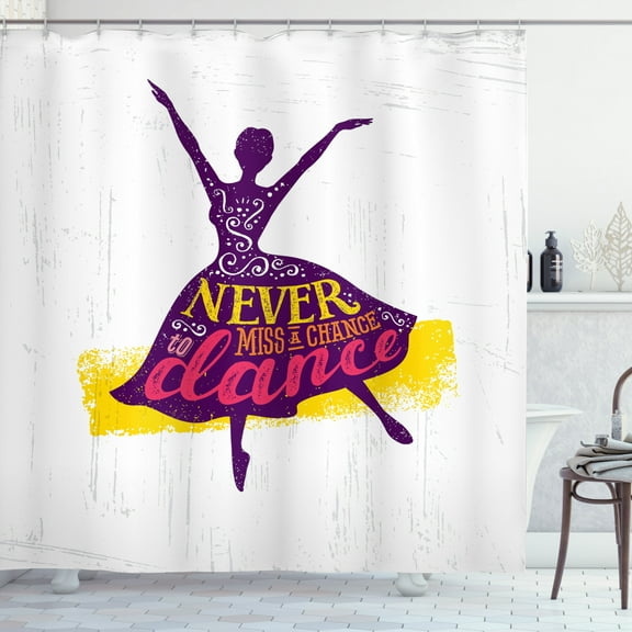 Ambesonne Wording Shower Curtain, Female Dancer, 69"Wx70"L, Multicolor