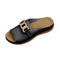 thumbnail image 2 of USSUMA Womens House Slippers Women's Fashion Casual Summer New Buckle Wedge Heel Open Toe Metal Buckle Fish Mouth Beach Sandals Women's Waterproof Shower Slides Clearance Sales, 2 of 7
