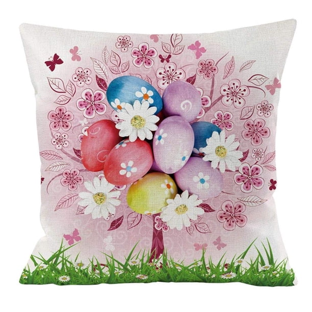 Fiudx Ofertas Flash Del Día Solo En Línea Fundas De Almohada Con Estampado De Pascua, Funda De Cojín De Sofá De Lino, Almohada Decorativa Para El Hogar