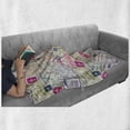 thumbnail image 6 of Travel Soft Flannel Fleece Throw Blanket, Passport and Visa Stamps Illustration of Toronto Hong Kong Berlin Print, Cozy Plush for Indoor and Outdoor Use, 60" x 80", Eggshell and Pink, by Ambesonne, 6 of 6