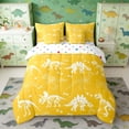 thumbnail image 3 of Erosebridal Cartoon Dinosaur Print Bedding Comforter Set for Kids, Orange White Queen Bedding Sets, 3 of 6