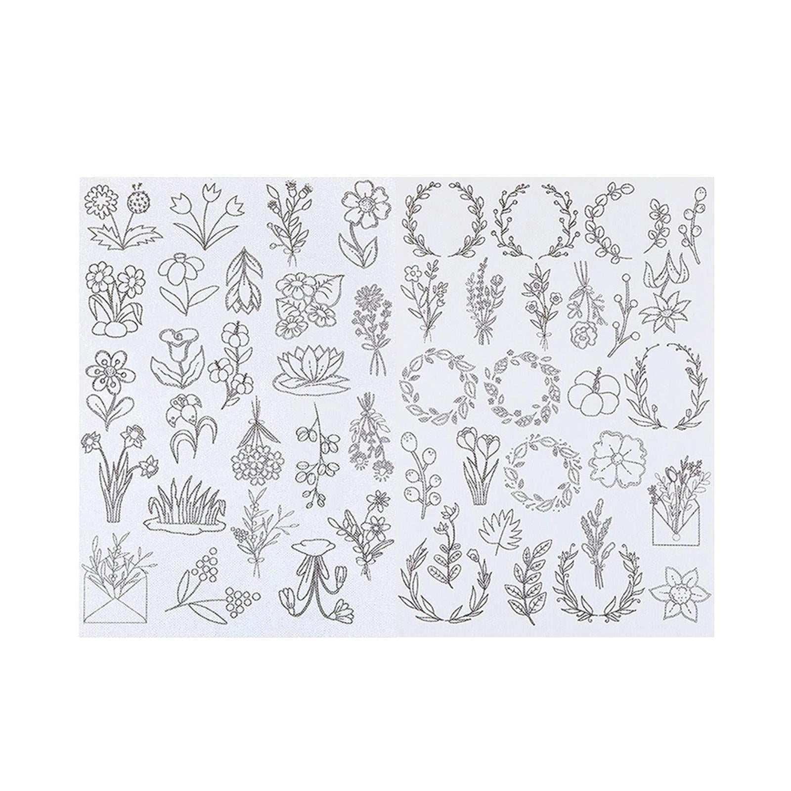 75 Pcs Water Soluble Embroidery Patterns, 3 Template Sheet