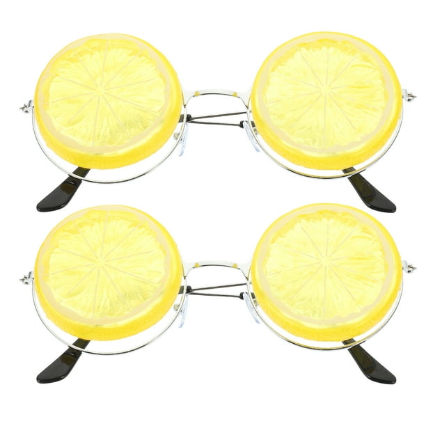 2 gafas para fiesta en la playa, divertidas gafas de cosplay con forma de limón, accesorio para fotos de boda (amarillas)