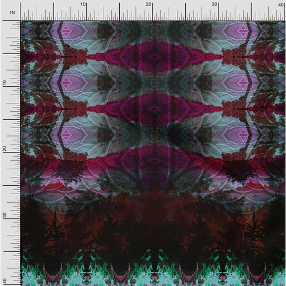 Soimoi Silk Fabric Artistic Waves Panel Decor Fabric Printed Yard 42 Inch Wide