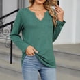 thumbnail image 5 of Scyoekwg Casual Long Sleeve Shirts for Women V-Neck Lightweight Slim Tops Vintage Loose Fashion Dressy Blouses Fall Clothes Solid Color Tops(Army Green,S), 5 of 6