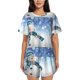 thumbnail image 1 of Fotbe Christmas Snowman In The Snow Conjunto de Pijama Estampado para Mujer, 2 Piezas, Ropa de Dormir con Camiseta de Manga Corta y Shorts Suaves-X-Large, 1 of 6