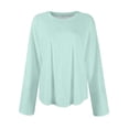 thumbnail image 7 of Basic T Shirts for Women Women's Fashion Solid Color Round Neck Long Sleeve T-shirt Casual Autumn Tops, 7 of 7