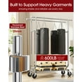 thumbnail image 4 of Sakugi Heavy-Duty Clothes Rack - 42.5"×16.5"×65.9" Garment Rack with 4-inch Lockable Wheels, Double-Rod Stainless Steel Clothing Racks for Hanging Clothes in Bedroom, Laundry Room,Gold, 4 of 6