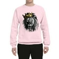 thumbnail image 2 of Wild Bobby, King Lion with Gold Crown Art, Animal Lover, Unisex Crewneck Graphic Sweatshirt, Light Pink, X-Large, 2 of 4