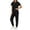 01-Black, variant on Women’s Scrub Set, V-Neck Short Sleeve Top & Jogger Pants, Quick Dry Medical Uniform with Pockets for Nurses