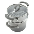 thumbnail image 3 of Rachael Ray Classic Brights Hard Enamel 3 Quart Nonstick Saucepot and Steamer Insert Set with Lid, Sea Salt Gray, 3 of 9