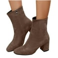 thumbnail image 2 of Wensltd Women's Boots Suede Pointed Toe Solid Color Winter Fashion Chunky Mid Heel Booties, 2 of 9