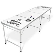 GoPong 8 Foot Portable Folding Pong Tailgate Game Table with 6 Balls, Dry Erase