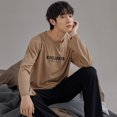 thumbnail image 2 of Pijamas de primavera y otoño para hombre, se pueden usar al aire libre, cuello redondo, manga larga, traje informal de algodón con cuello redondo para el hogar para primavera y otoño para, 2 of 6