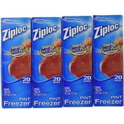 Ziploc Freezer Pint Bags Boxes 80 Count Each 20 Total 80 Bags ( Pack Of 4)