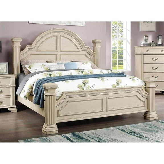 Furniture of America Charo Traditional Wood California King Panel Bed in White