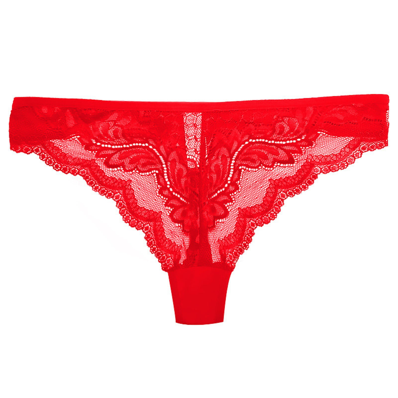 CLZOUD Womens Underwear for Women Red Nylon,Spandex Women Sex Thong Printed  Elasticity Breathable French Lace Women Panties Underwear S 