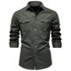 thumbnail image 2 of pstuiky camisa de manga larga para hombre, Blusa informal de manga larga con botones y parches lisos para hombre camisetas de hombre m, 2 of 4