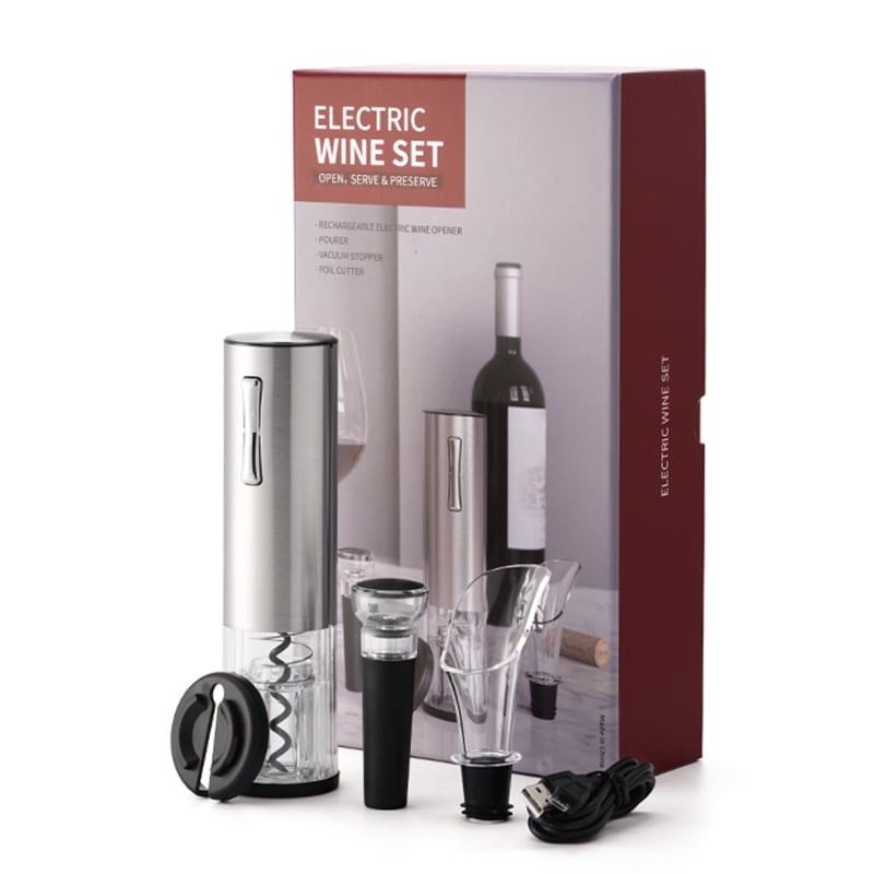 Electric Wine Opener Rechargeable 4 In 1, Stainless Steel Automatic