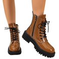 thumbnail image 6 of Willtoo Women Mid Calf Booties Faux Sequin Leather Non Slip Boot Lace Up Round Toe Platform Booties Motorcycle Slouchy Bootie, 6 of 6