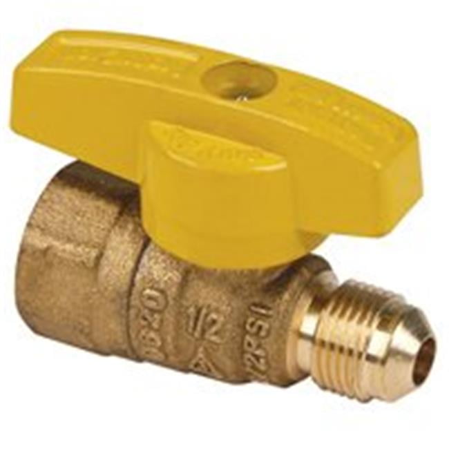 BrassCraft TBV6F8 Gas Ball Valve, 3/8 x 1/2 in Flared x FIP, Brass