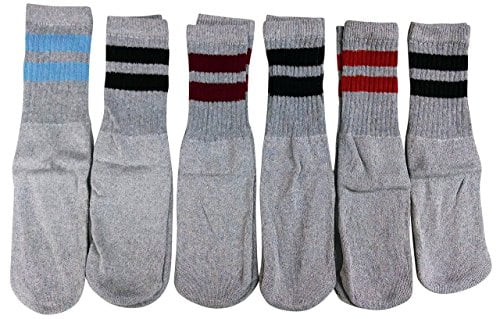 22-50 22” KNEE HIGH BLACK tube socks with GREY stripes style 1
