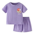 thumbnail image 3 of BULLPIANO Girls 2 Piece Summer Outfits Kids Cute Print Short Sleeve T-Shirts and Elastic Waist Shorts Clothing Sets, 3 of 7